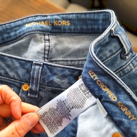 Michael Kors Izzy Printed Skinny Hip Jeans Indigo blue Low Rise Size 0 - Picture 5 of 7